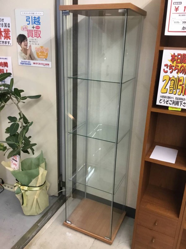 4面 ガラスショーケース ショーケース ガラス ガラス板 ディスプレイ ケース 展示 木製 ナチュラル 画像1