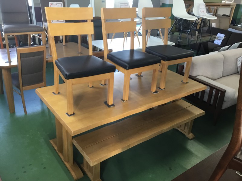 6人掛けダイニングセット ダイニング テーブル 椅子 イス 6人掛け ナチュラル ベンチ 画像1