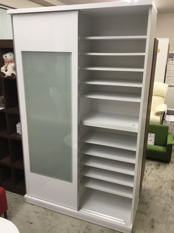 キャビネット スライド扉 キッチン収納 食器棚 本棚 レンジ 棚 扉付き収納 収納 画像1