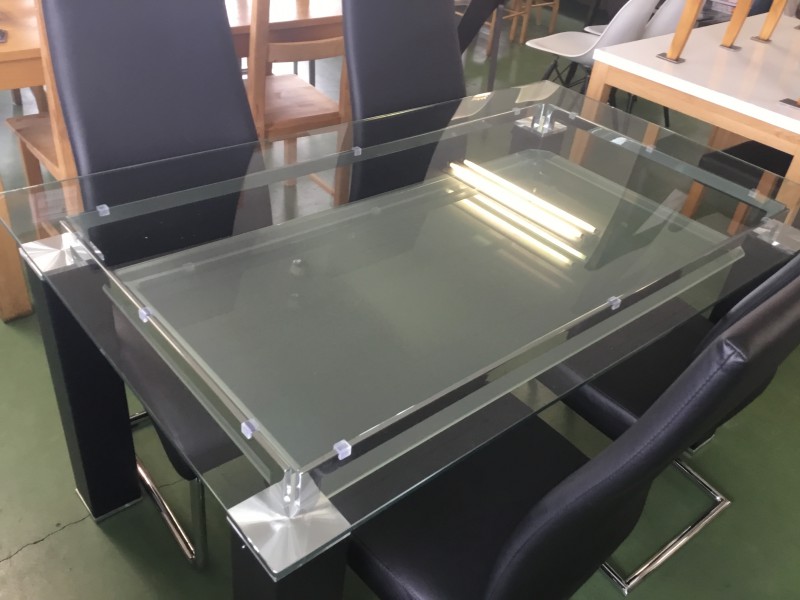 4人掛けダイニングセット ダイニング テーブル 椅子 イス 4人掛け ガラス ガラスダイニング 画像1