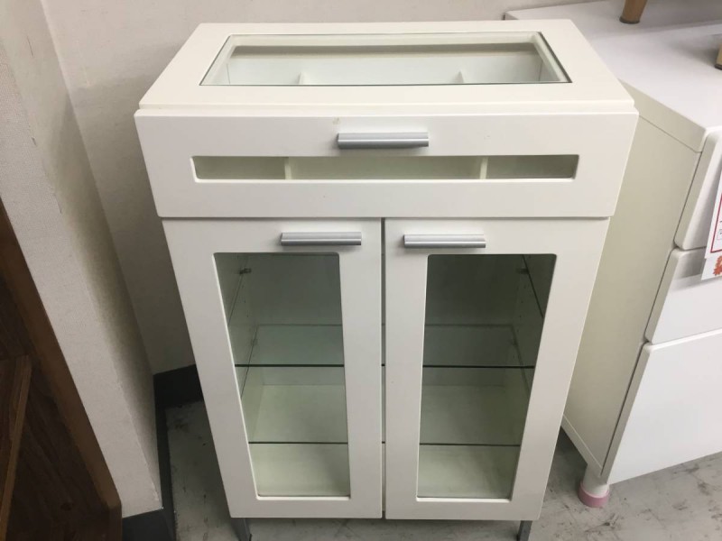 木製 ガラス板 キャビネット ミニキャビネット コレクションケース ケース 扉付き 扉付き収納 収納棚 ショーケース 画像1