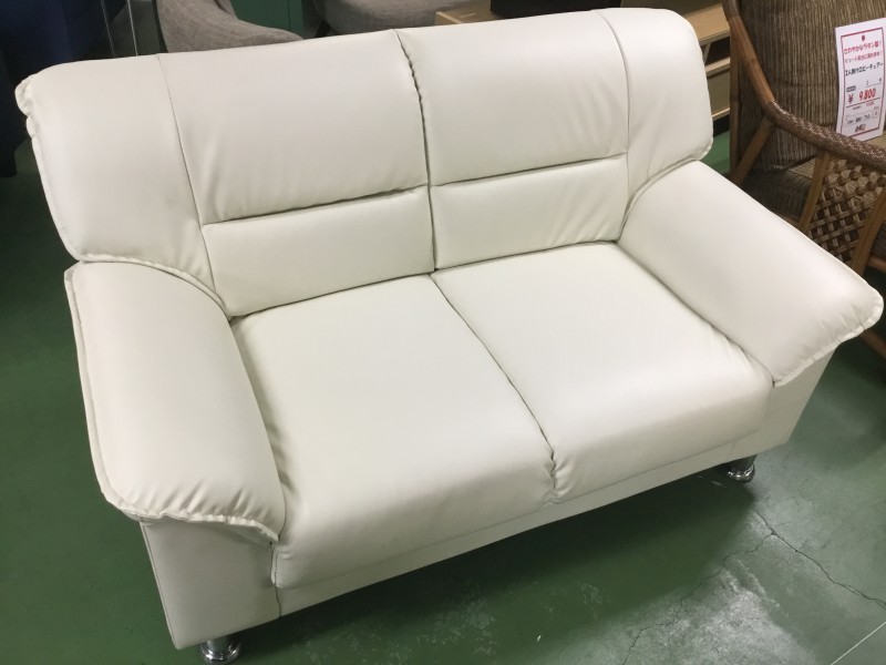2人掛けソファ ソファ ロビーソファ ロビー リビング ホワイト 合皮 画像1
